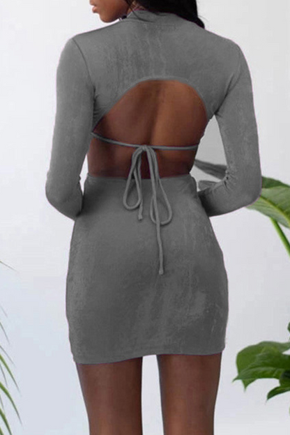 Hollowed Out Half a Turtleneck Pencil Skirt Dresses(8 Colors)