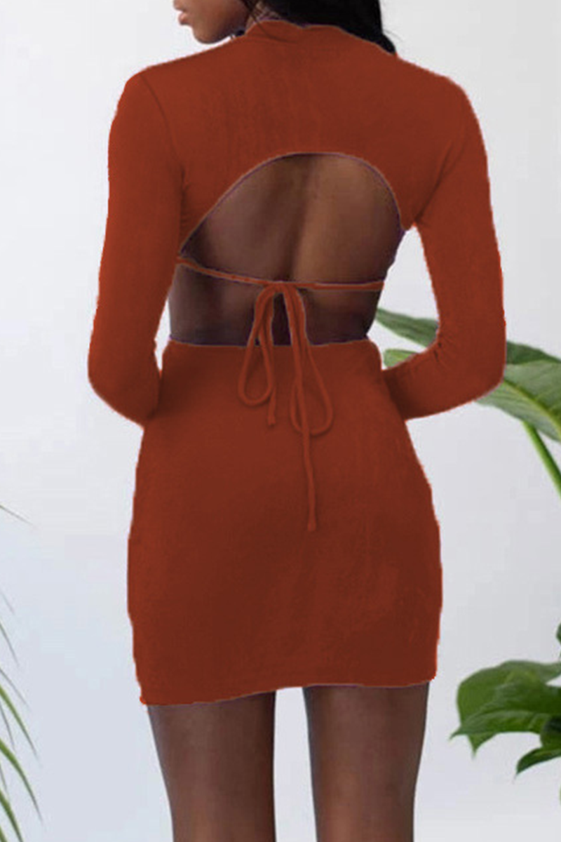 Hollowed Out Half a Turtleneck Pencil Skirt Dresses(8 Colors)