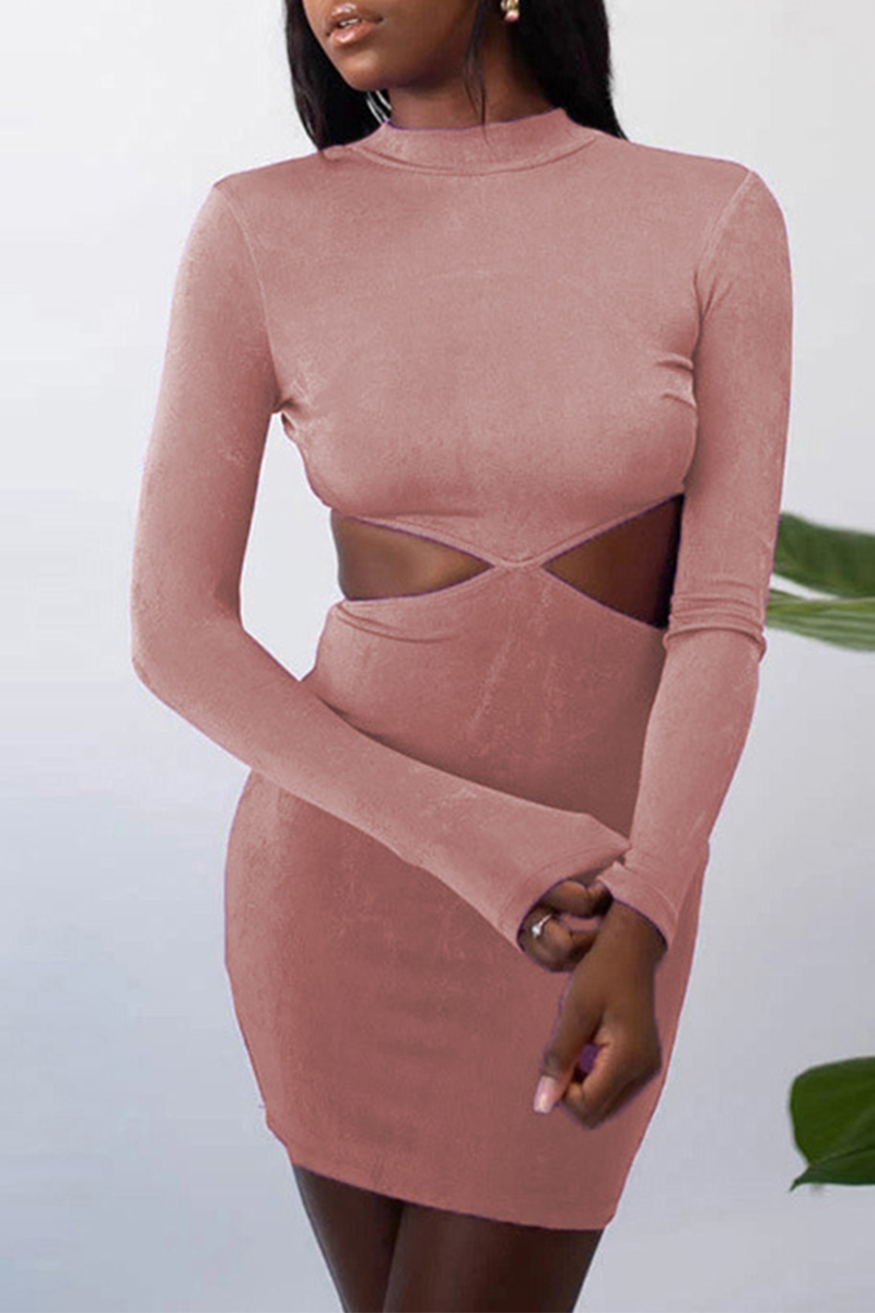 Hollowed Out Half a Turtleneck Pencil Skirt Dresses(8 Colors)