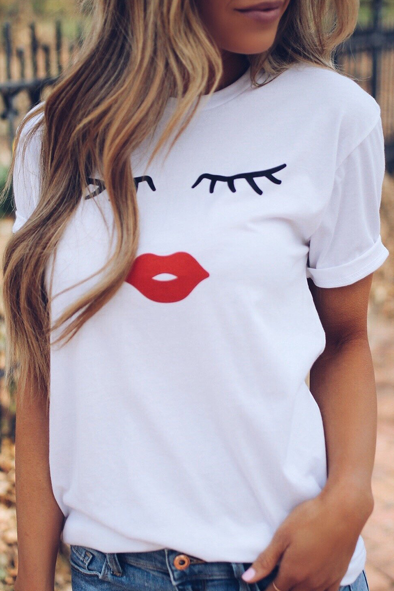 Print Patchwork O Neck T-shirts