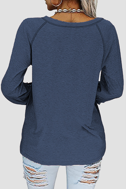 Lace Patchwork V Neck T-shirts(6 Colors)