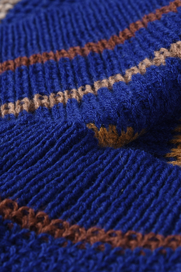 Striped Patchwork V Neck Sweaters(3 Colors)