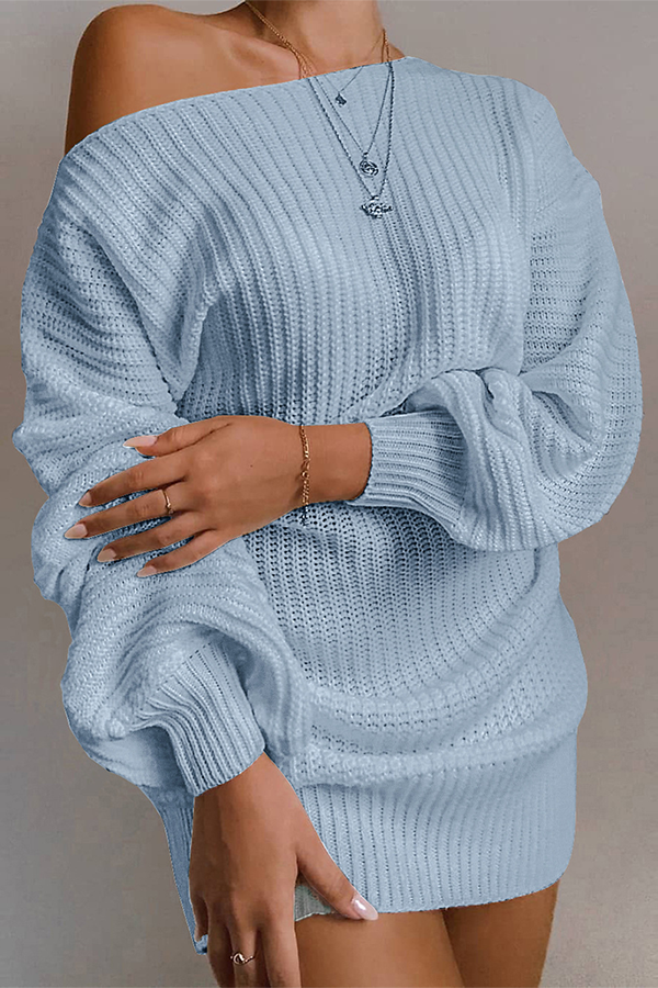 Patchwork Off the Shoulder Tops Sweater