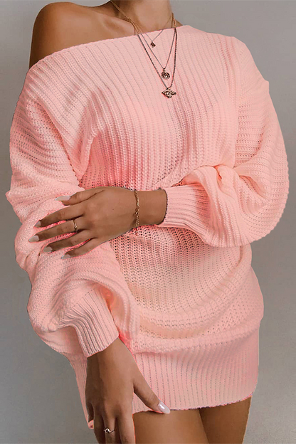 Patchwork Off the Shoulder Tops Sweater
