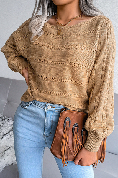 Pierced Split Joint Off the Shoulder Tops Sweater