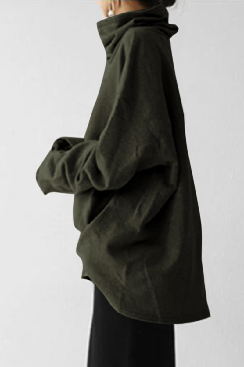 Patchwork Pocket Turtleneck Hoodies(5 Colors)
