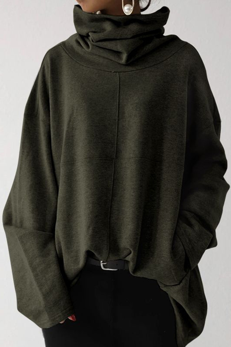 Patchwork Pocket Turtleneck Hoodies(5 Colors)