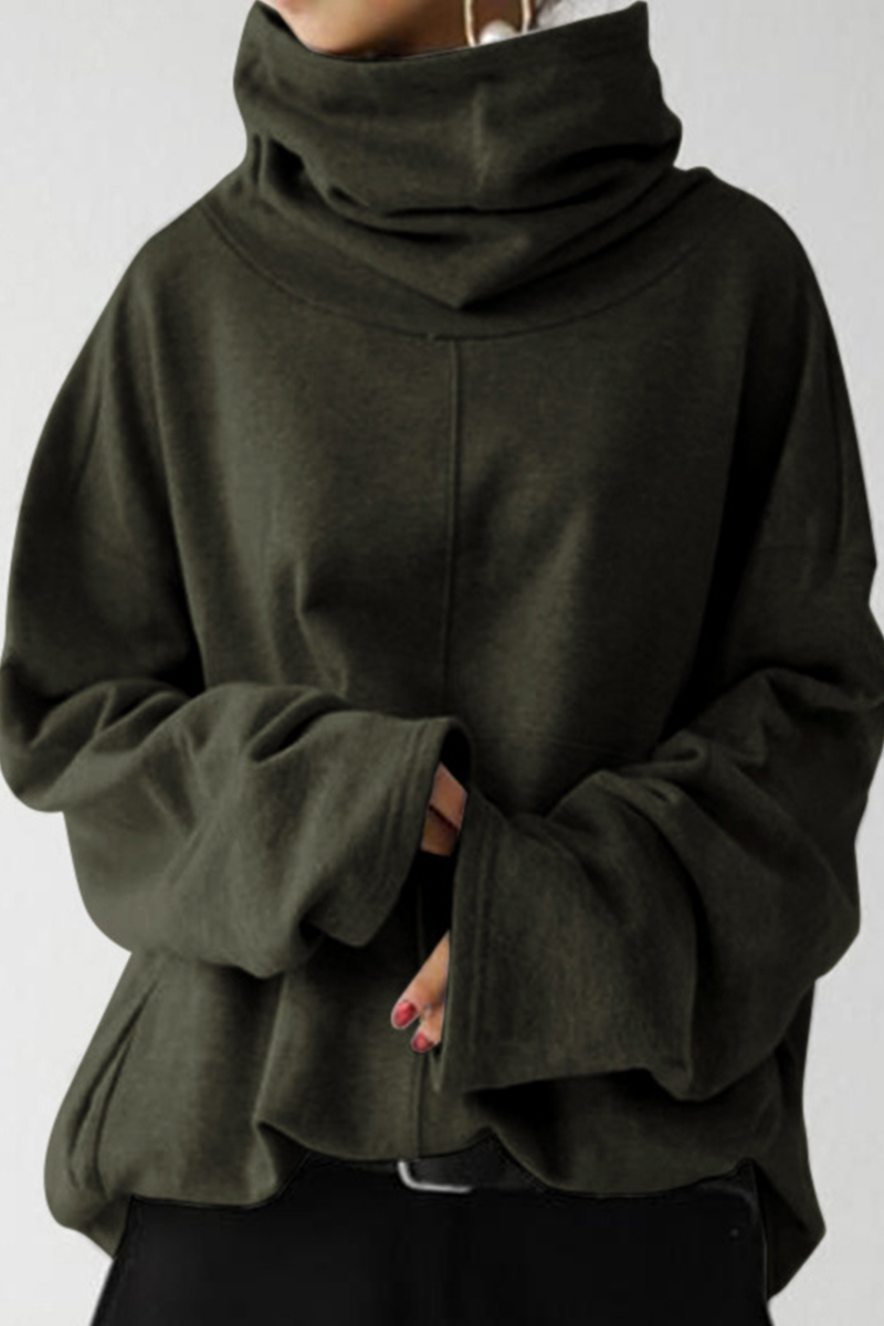Patchwork Pocket Turtleneck Hoodies(5 Colors)