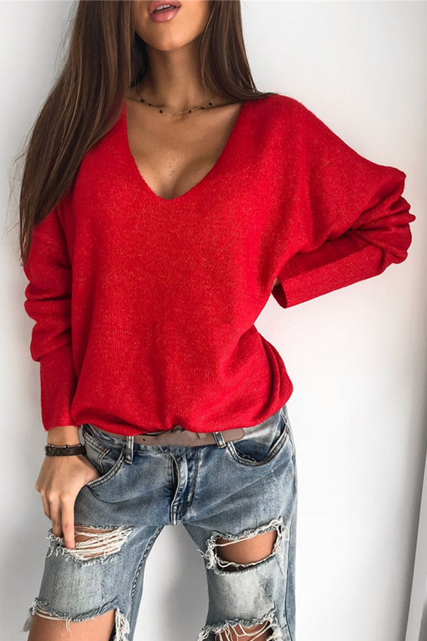 Basic V Neck Sweater(4 Colors)