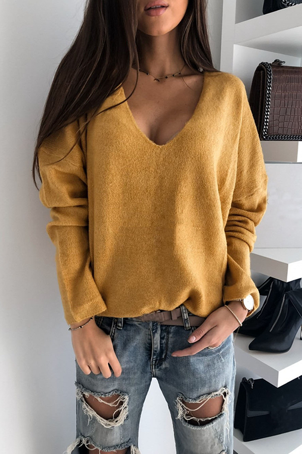 Basic V Neck Sweater(4 Colors)