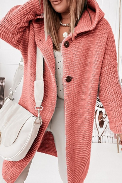 Buckle Hooded Collar Sweater Outerwear(8 Colors)