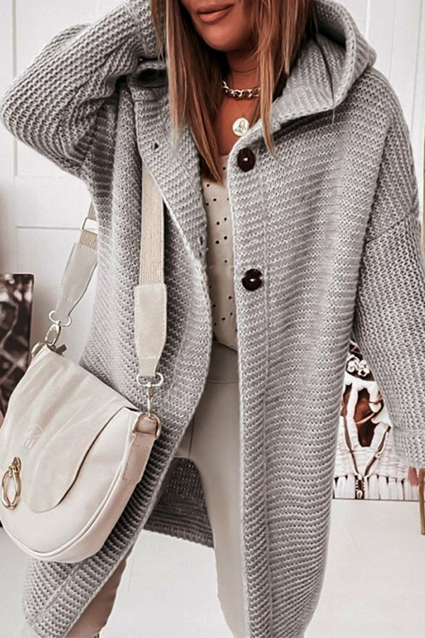 Buckle Hooded Collar Sweater Outerwear(8 Colors)