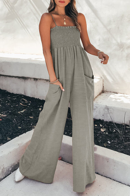 Living Pocket Spaghetti Strap Loose Jumpsuits(5 Colors)