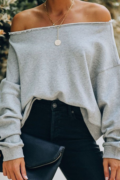 Patchwork Fold Off the Shoulder Hoodies