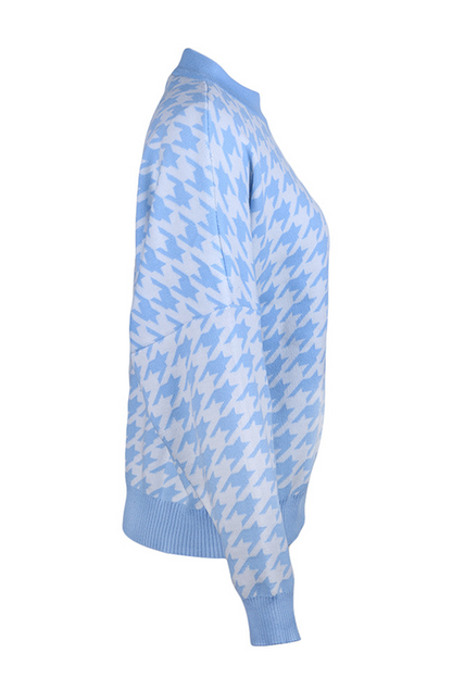 Street Geometric Patchwork Contrast O Neck Sweater(3 Colors)