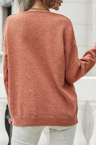 Buttons Stringy Selvedge V Neck Tops Sweater