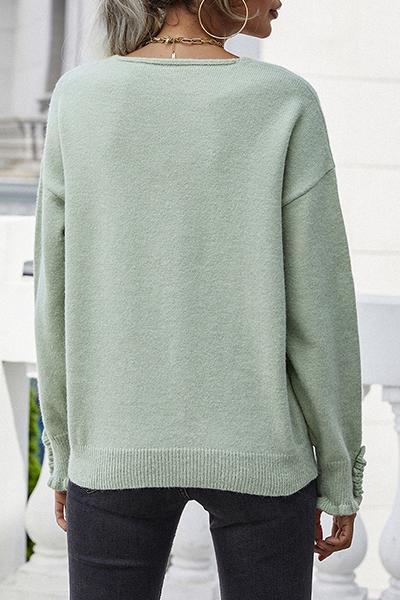 Buttons Stringy Selvedge V Neck Tops Sweater