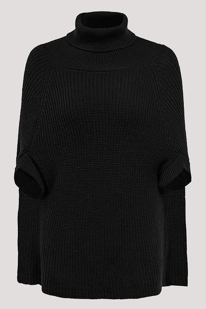 Street Split Joint Turtleneck Tops Sweater (without Belt)