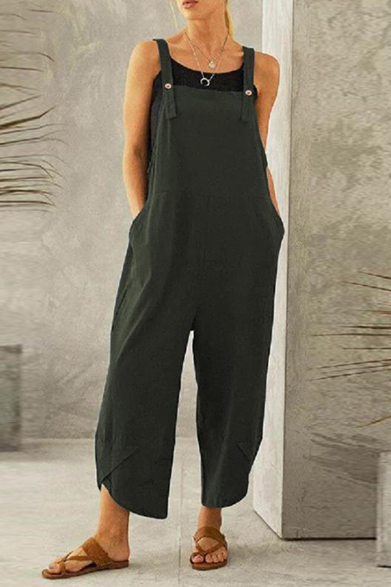 Buttons Capris Loose Jumpsuits(8 Colors)