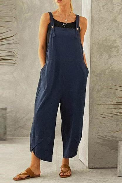 Buttons Capris Loose Jumpsuits(8 Colors)