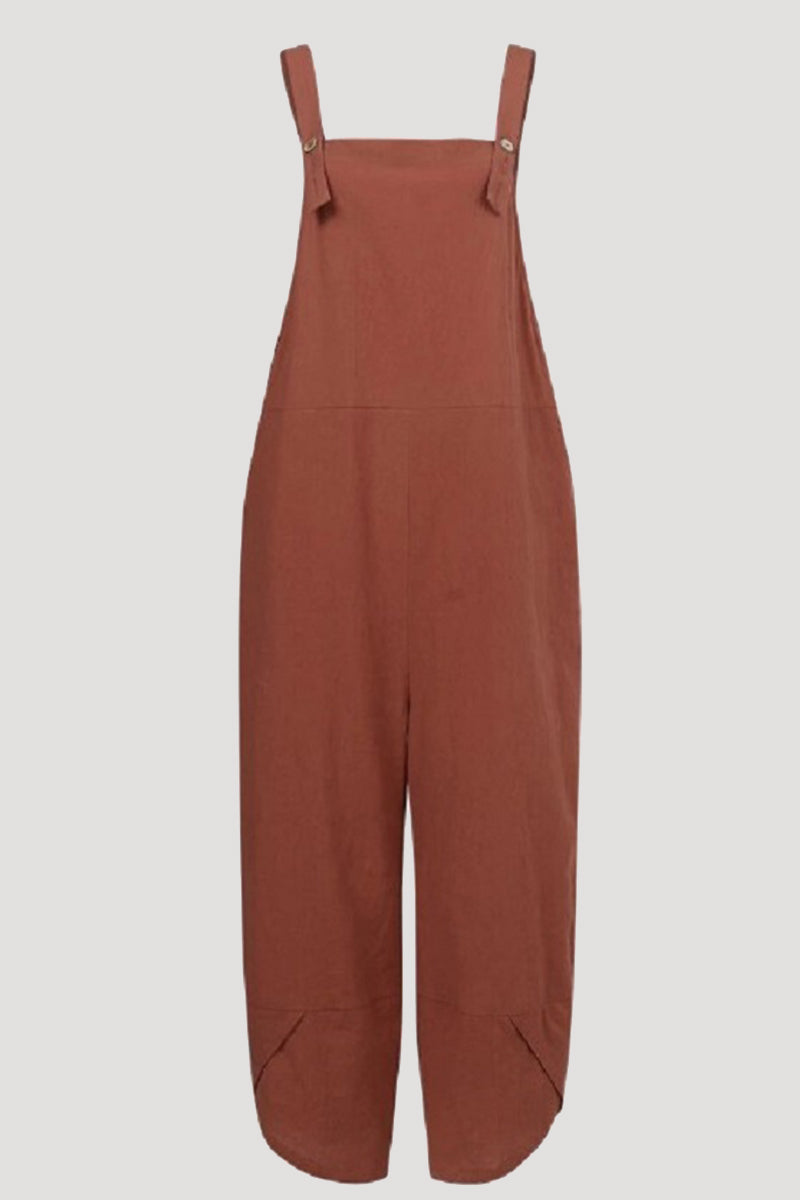 Buttons Capris Loose Jumpsuits(8 Colors)