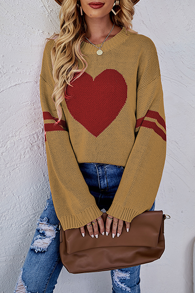 Striped Patchwork Contrast O Neck Tops Sweater