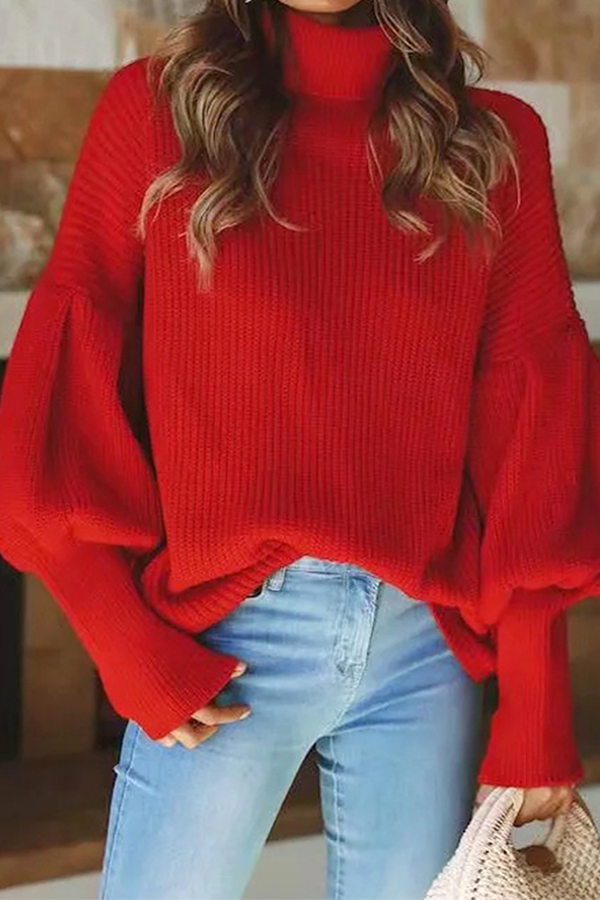 Patchwork Turtleneck Sweater(3 Colors)