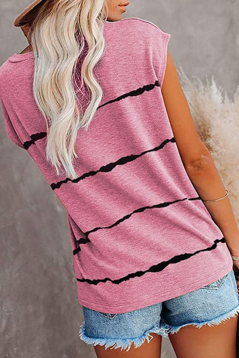 Street Striped Split Joint O Neck T-shirts(4 Colors)