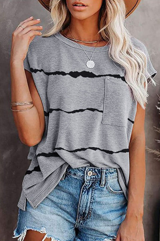 Street Striped Split Joint O Neck T-shirts(4 Colors)