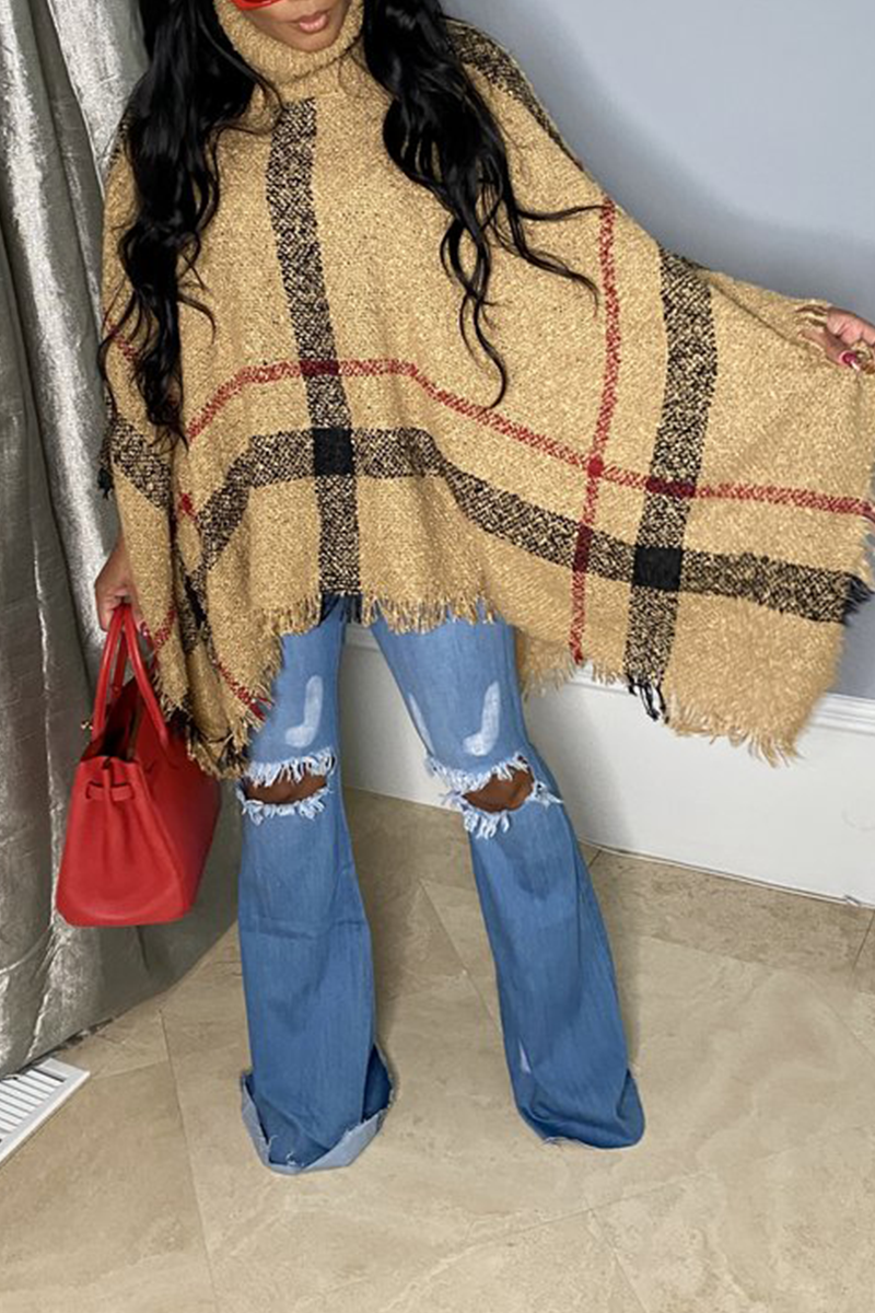 Patchwork Tassel Turtleneck Cardigans(3 Colors)