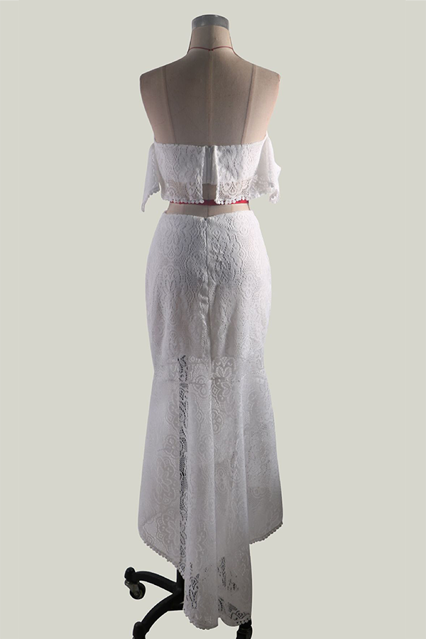 Hollowed Out Backless Strapless Short Sleeve Two Pieces(3 Colors)