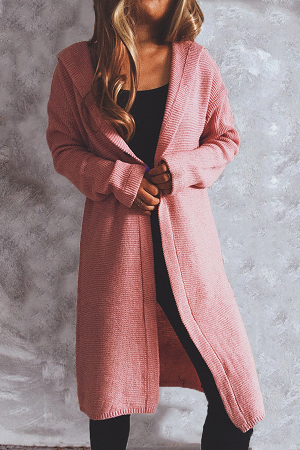 Buttons Basic Hooded Collar Outerwear Sweater(9 Colors)