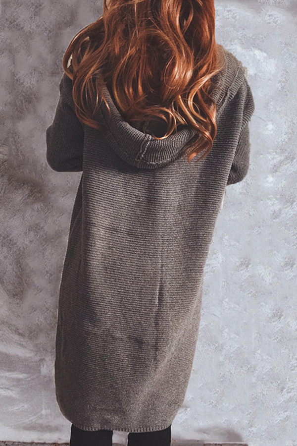Buttons Basic Hooded Collar Outerwear Sweater(9 Colors)
