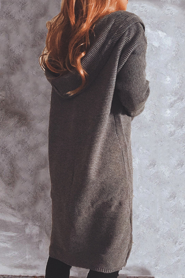 Buttons Basic Hooded Collar Outerwear Sweater(9 Colors)