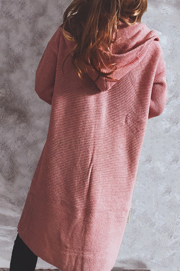 Buttons Basic Hooded Collar Outerwear Sweater(9 Colors)