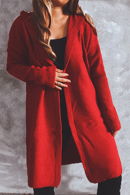 Buttons Basic Hooded Collar Outerwear Sweater(9 Colors)