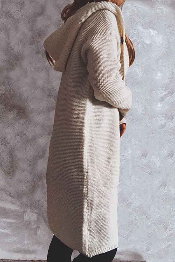 Buttons Basic Hooded Collar Outerwear Sweater(9 Colors)