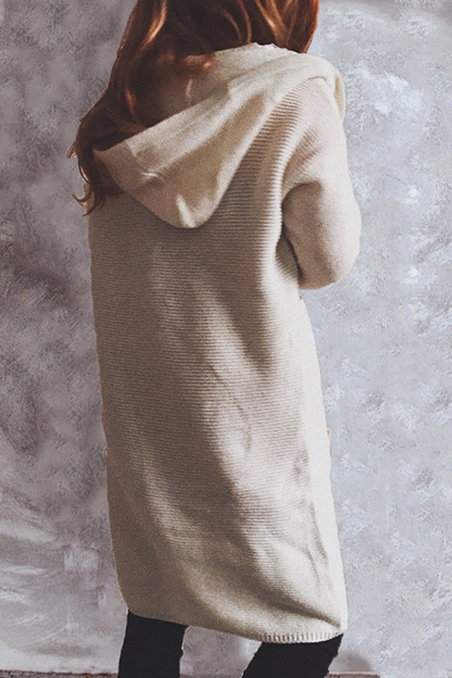 Buttons Basic Hooded Collar Outerwear Sweater(9 Colors)