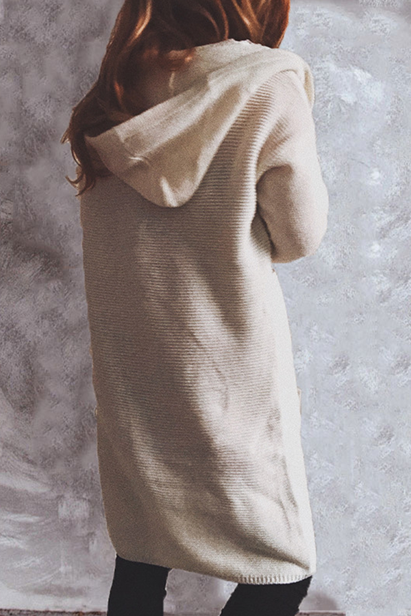 Buttons Basic Hooded Collar Outerwear Sweater(9 Colors)