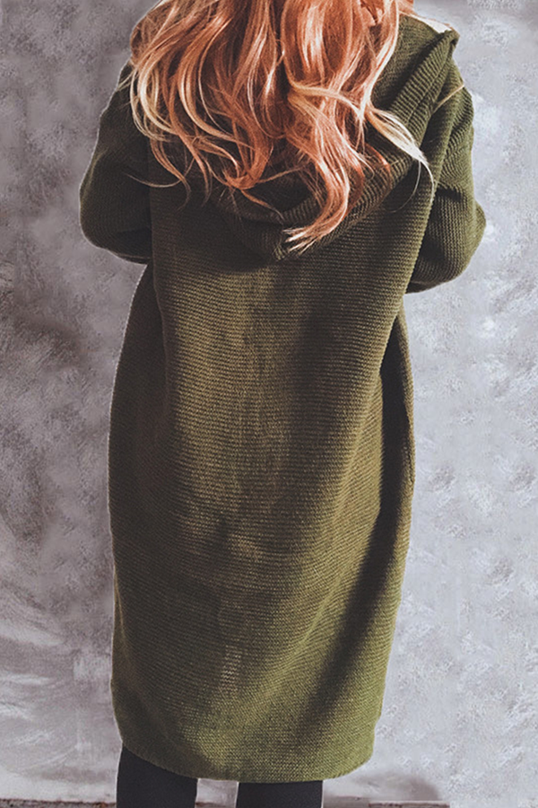 Buttons Basic Hooded Collar Outerwear Sweater(9 Colors)