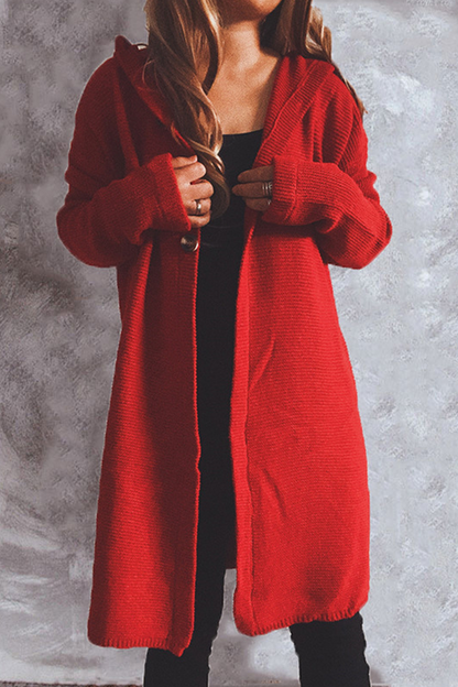 Buttons Basic Hooded Collar Outerwear Sweater(9 Colors)