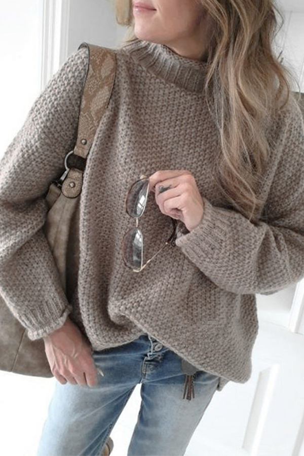 Patchwork Basic Half a Turtleneck Sweater(4 Colors)