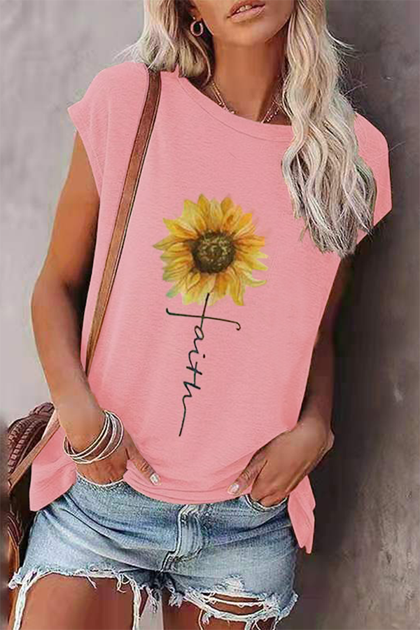 Print Basic O Neck T-shirts(6 Colors)