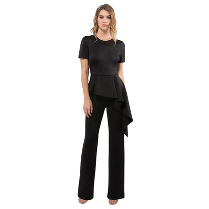 Summer Clothing Short Sleeve Lotus Leaf Jumpsuit Tight Trousers