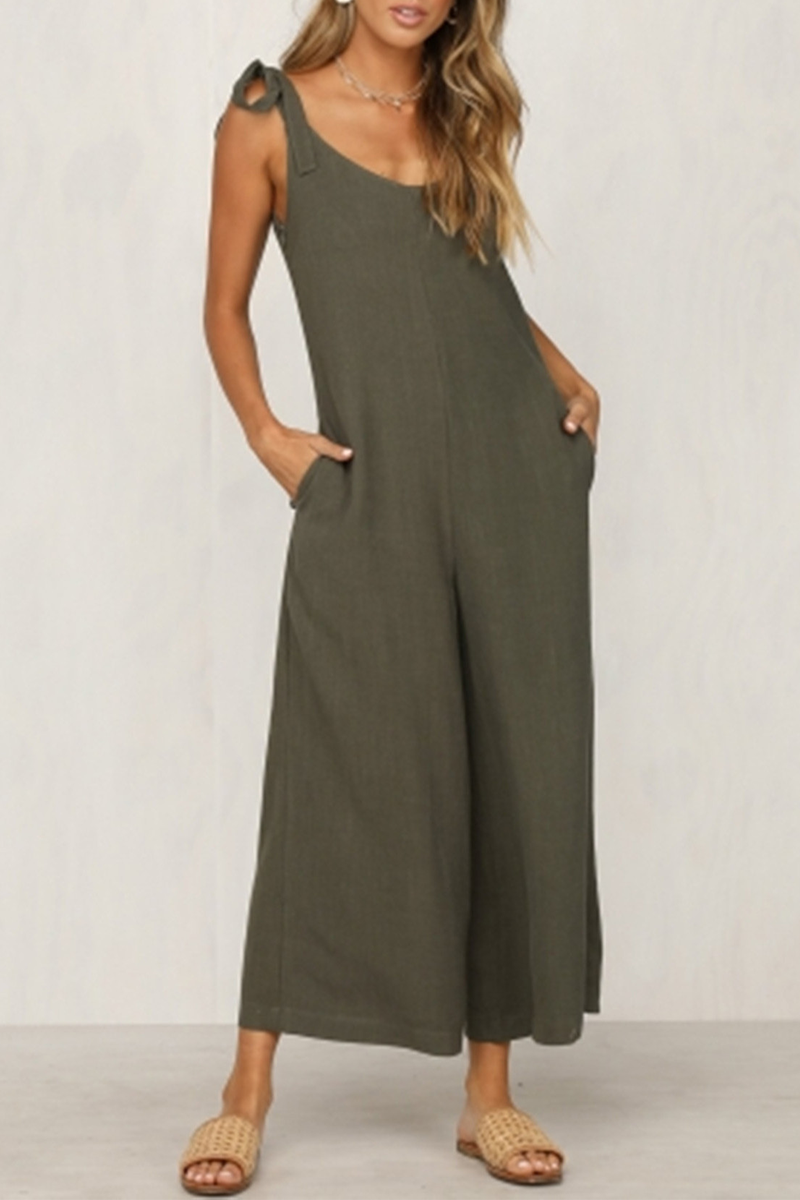 Capris Strap Design V Neck Loose Jumpsuits(4 Colors)