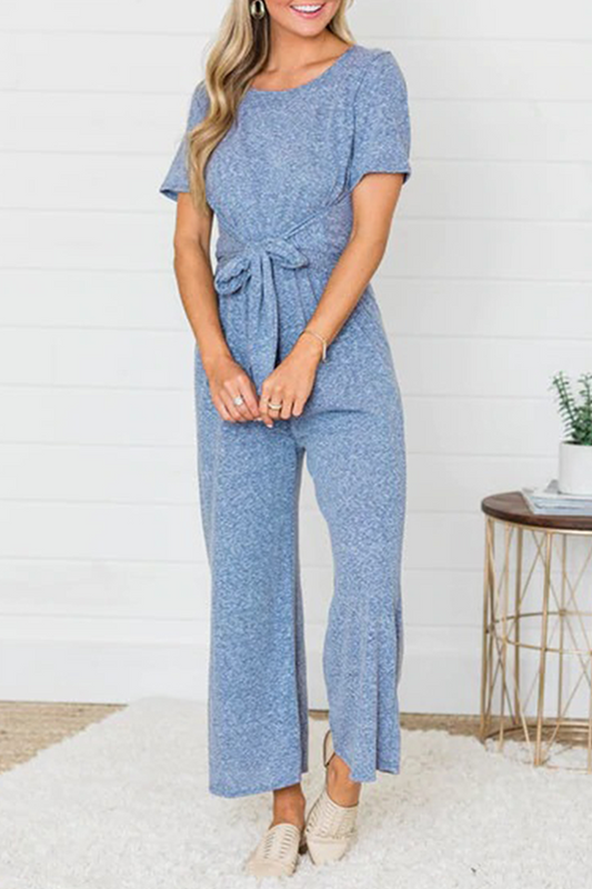 Capris Strap Design O Neck Jumpsuits
