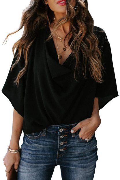 Flounce V Neck T-shirts(7 Colors)