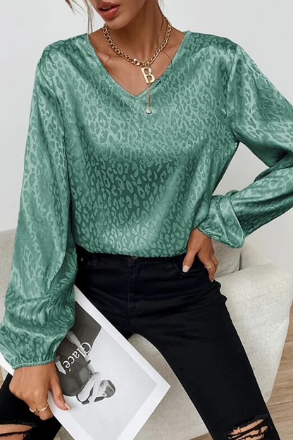 Print Patchwork Basic V Neck Blouses(9 Colors)