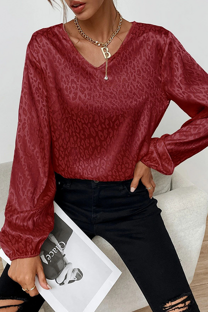Print Patchwork Basic V Neck Blouses(9 Colors)