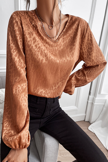 Print Patchwork Basic V Neck Blouses(9 Colors)